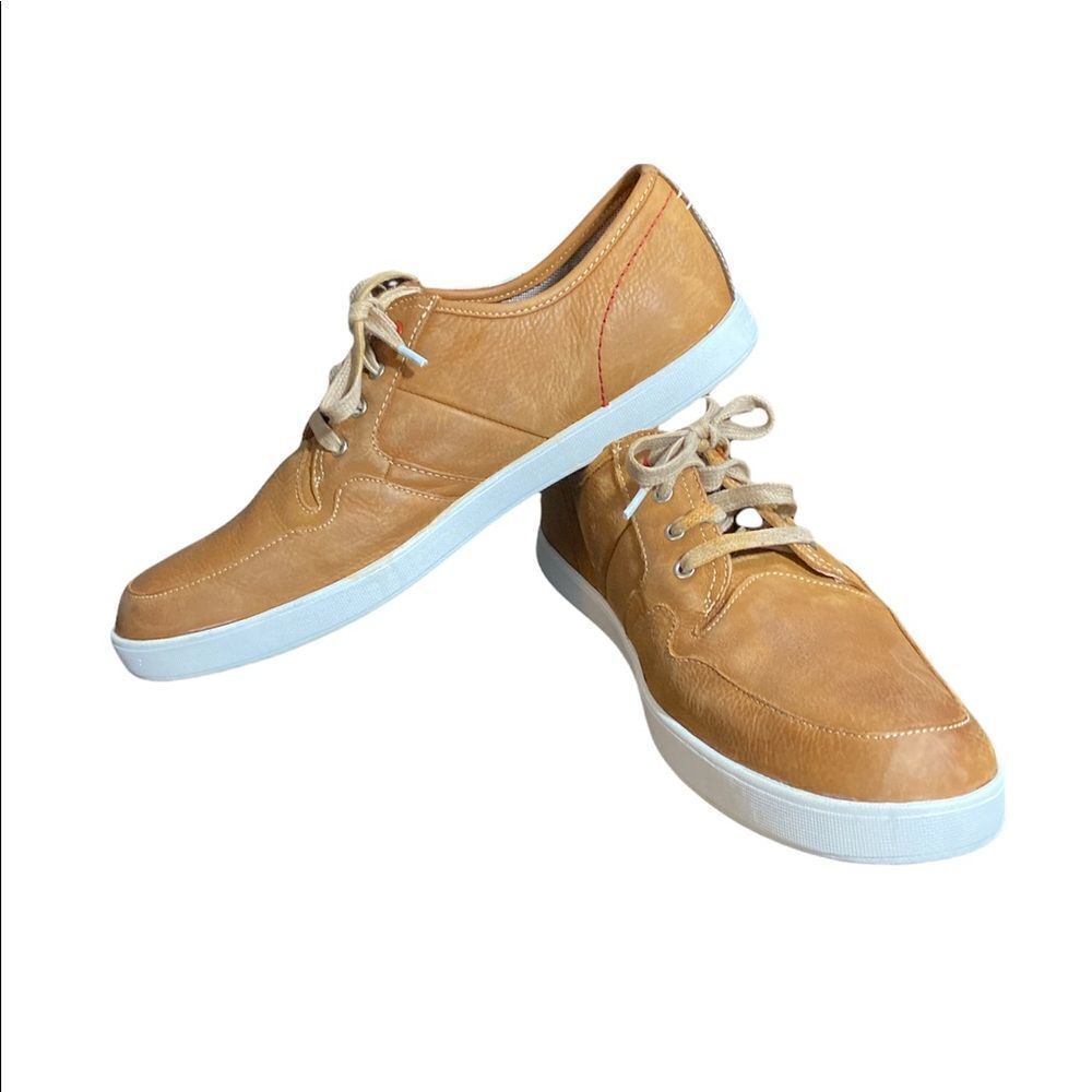 Mens VTG Hush Puppies HPO2 Flex Brown Tan Soft Leather Laved Casual Shoes Sz 13M
